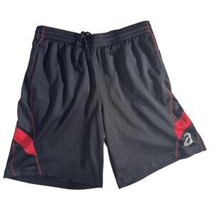 ASICS Shorts Men's Medium Black Red Lightweight Drawstring Athletic Running